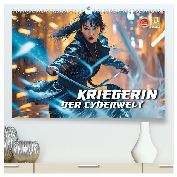 Kriegerin der Cyberwelt (hochwertiger Premium Wandkalender 2027 DIN A2 quer) Kunstdruck in Hochglanz