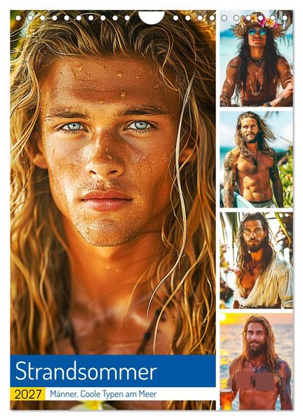 Strandsommer. Männer. Coole Typen am Meer (Wandkalender 2027 DIN A4 hoch) CALVENDO Monatskalender