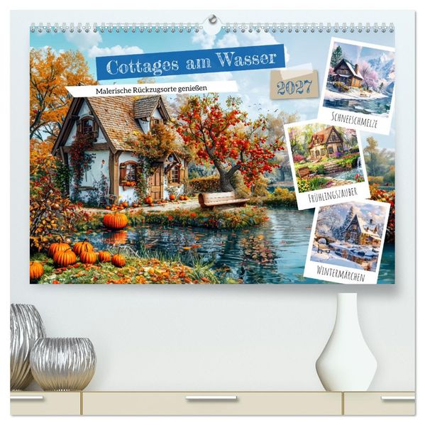 Cottages am Wasser - Malerische Rückzugsorte genießen (hochwertiger Premium Wandkalender 2027 DIN A2 quer) Kunstdruck in Hochglanz