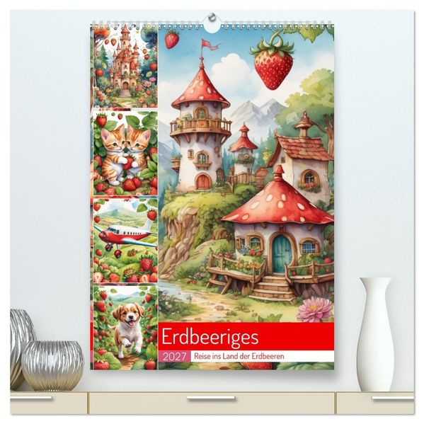 Erdbeeriges - Reise ins Land der Erdbeeren (hochwertiger Premium Wandkalender 2027 DIN A2 hoch) Kunstdruck in Hochglanz