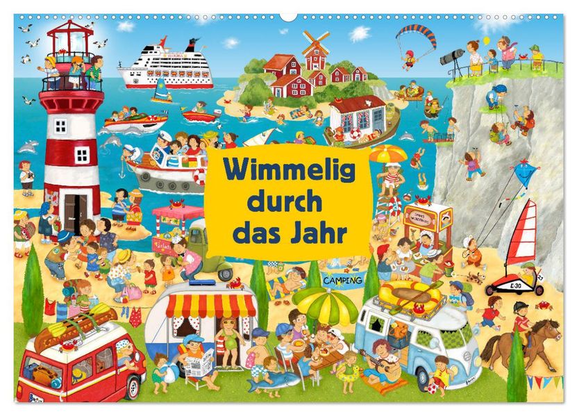 Wimmelig durch das Jahr (Wandkalender 2027 DIN A2 quer) CALVENDO Monatskalender