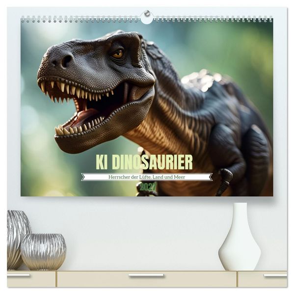 KI Dinosaurier - Herrscher der Lüfte Land und Meer (hochwertiger Premium Wandkalender 2027 DIN A2 quer) Kunstdruck in Hochglanz