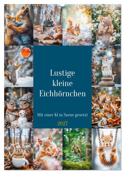 Lustige kleine Eichhörnchen (Wandkalender 2027 DIN A2 hoch) CALVENDO Monatskalender