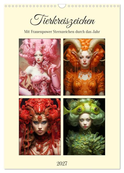 Tierkreiszeichen. Mit Frauenpower Sternzeichen durch das Jahr (Wandkalender 2027 DIN A3 hoch) CALVENDO Monatskalender