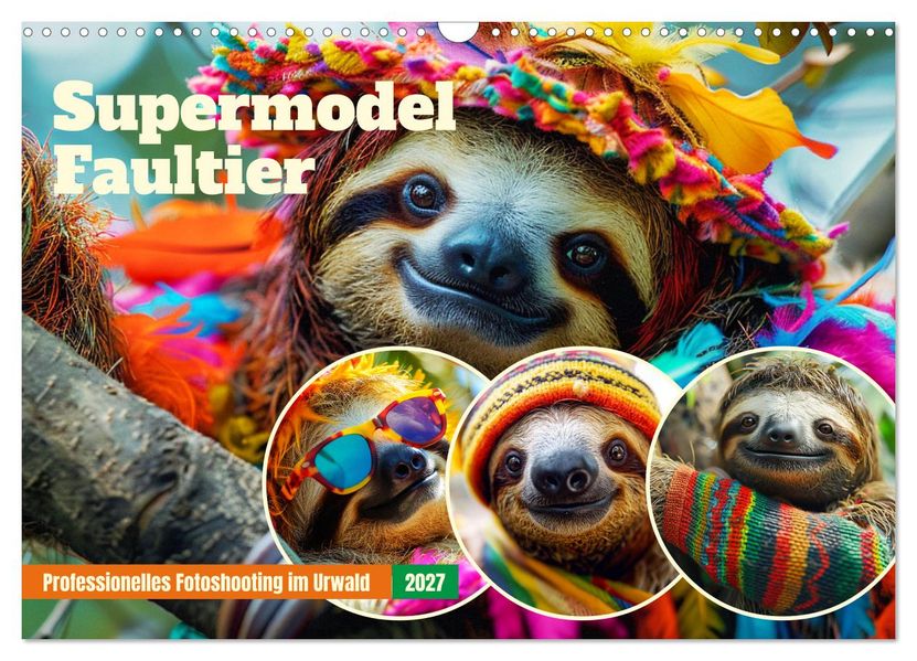 Supermodel Faultier. Professionelles Fotoshooting im Urwald (Wandkalender 2027 DIN A3 quer) CALVENDO Monatskalender