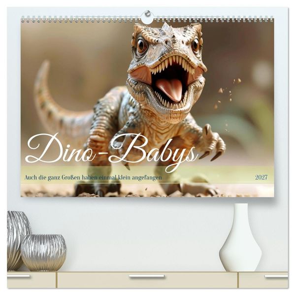 Dino-Babys (hochwertiger Premium Wandkalender 2027 DIN A2 quer) Kunstdruck in Hochglanz