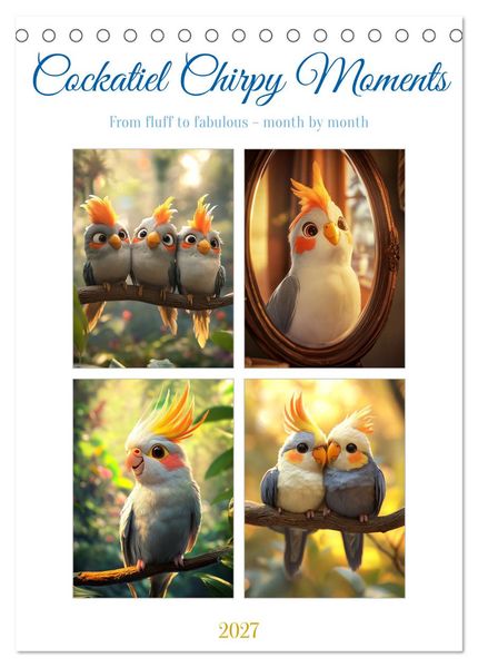 Cockatiel Chirpy Moments (Desk Calendar 2027 DIN A5 portrait) CALVENDO 12 Month DeskCalendar