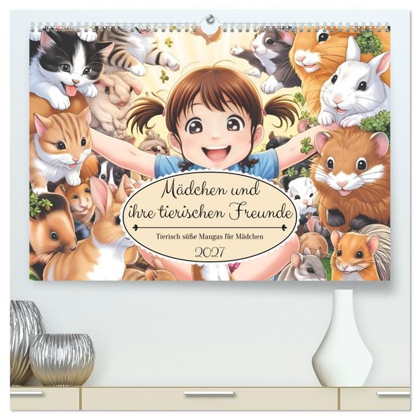 Mädchen und ihre tierischen Freunde - Tierisch süße Mangas für Mädchen (hochwertiger Premium Wandkalender 2027 DIN A2 quer) Kunstdruck in Hochglanz