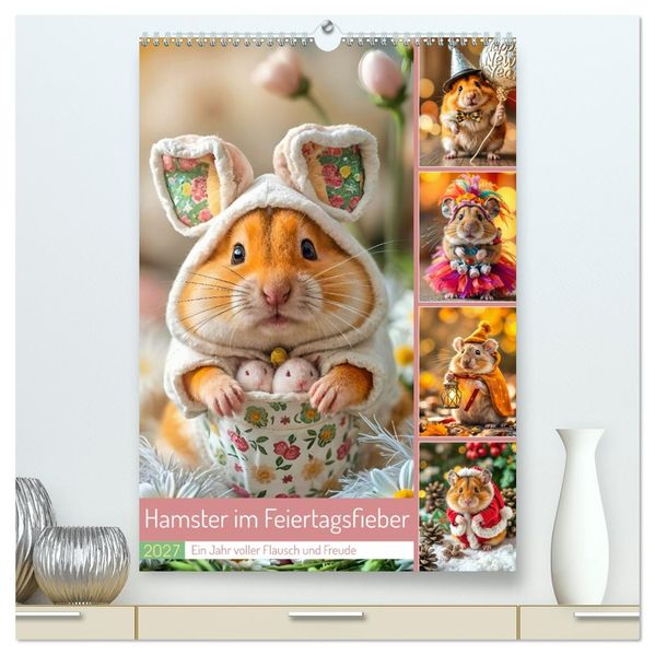 Hamster im Feiertagsfieber - Ein Jahr voller Flausch und Freude (hochwertiger Premium Wandkalender 2027 DIN A2 hoch) Kunstdruck in Hochglanz