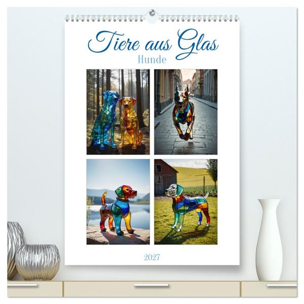 Tiere aus Glas - Hunde (hochwertiger Premium Wandkalender 2027 DIN A2 hoch) Kunstdruck in Hochglanz
