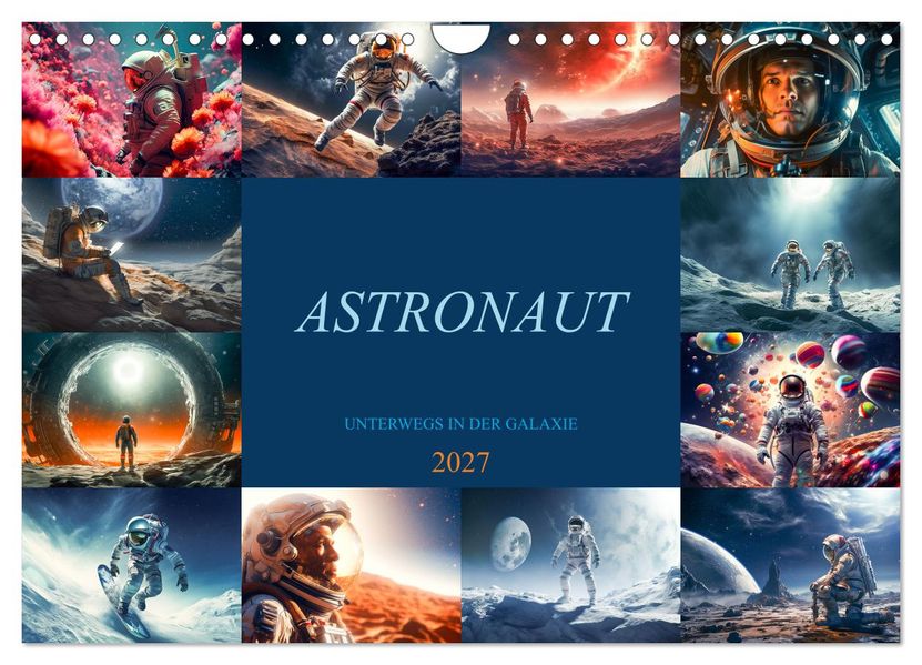 Astronaut - Unterwegs in der Galaxie (Wandkalender 2027 DIN A4 quer) CALVENDO Monatskalender