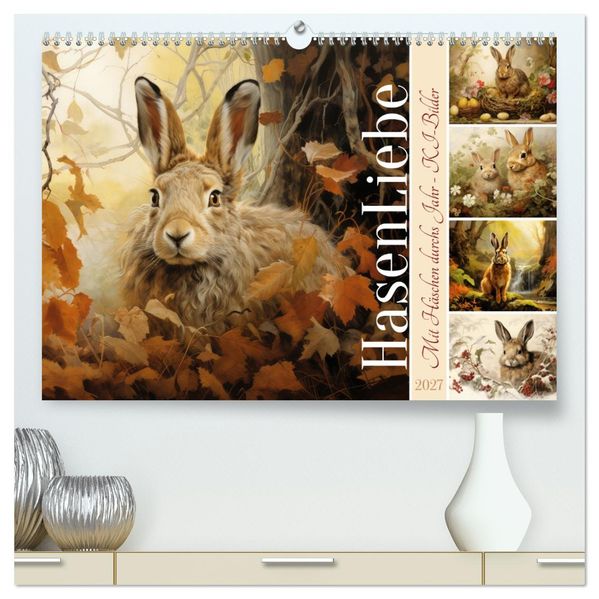 Hasenliebe (hochwertiger Premium Wandkalender 2027 DIN A2 quer) Kunstdruck in Hochglanz