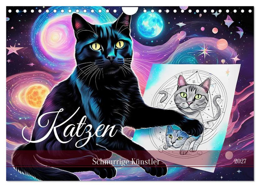 Katzen Schnurrige Künstler (Wandkalender 2027 DIN A4 quer) CALVENDO Monatskalender