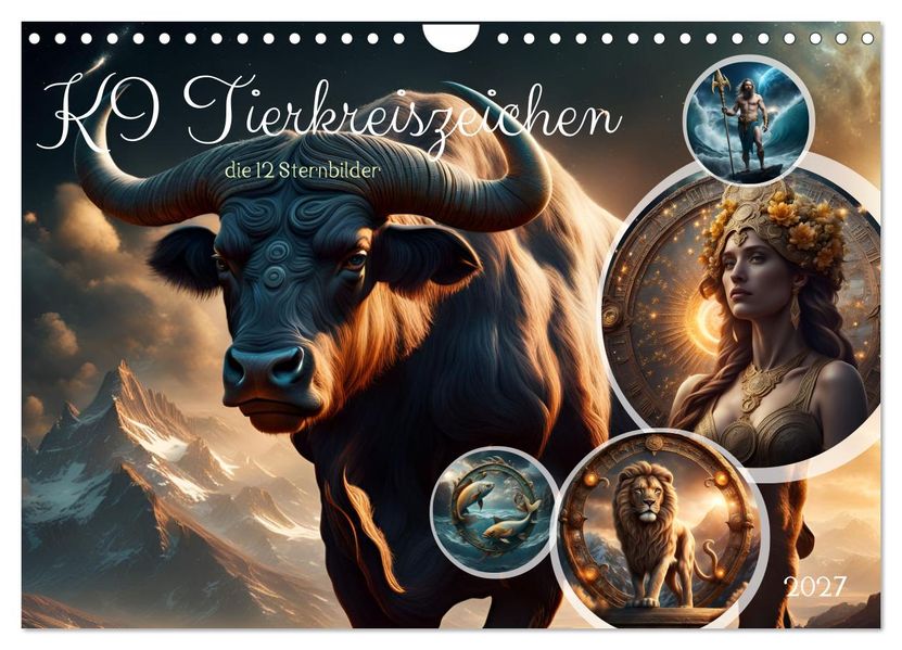 KI Tierkreiszeichen (Wandkalender 2027 DIN A4 quer) CALVENDO Monatskalender
