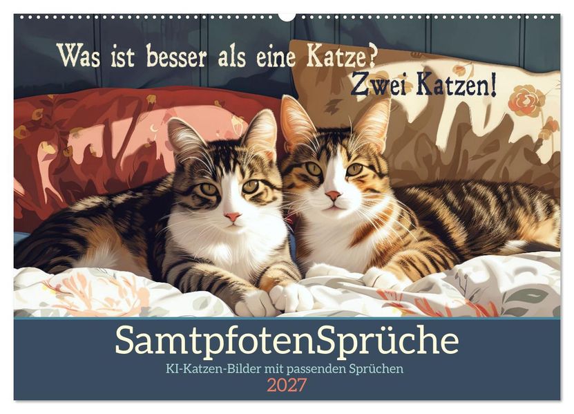 Samtpfotensprüche (Wandkalender 2027 DIN A2 quer) CALVENDO Monatskalender