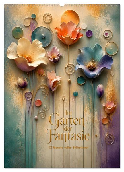 Im Garten der Fantasie - 12 Monate voller Blütenkunst (Wandkalender 2027 DIN A2 hoch) CALVENDO Monatskalender
