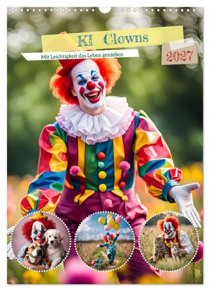 KI Clowns Mit Leichtigkeit das Leben genießen (Wandkalender 2027 DIN A3 hoch) CALVENDO Monatskalender
