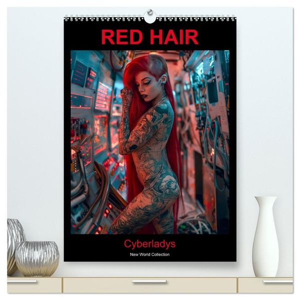 RED HAIR - Cyberladys (hochwertiger Premium Wandkalender 2027 DIN A2 hoch) Kunstdruck in Hochglanz