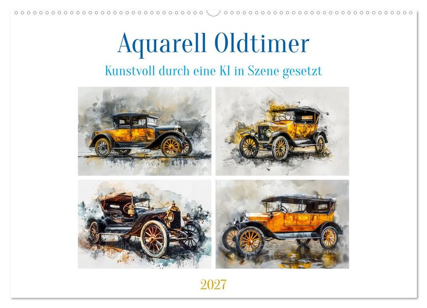 Aquarell Oldtimer (Wandkalender 2027 DIN A2 quer) CALVENDO Monatskalender
