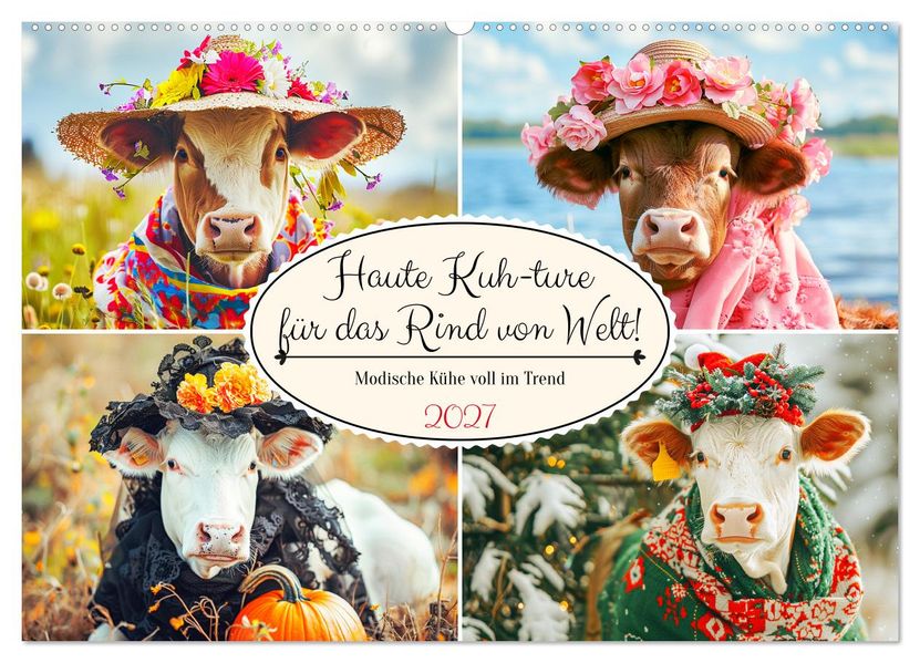 Haute Kuh-ture für das Rind von Welt! Modische Kühe voll im Trend (Wandkalender 2027 DIN A2 quer) CALVENDO Monatskalender