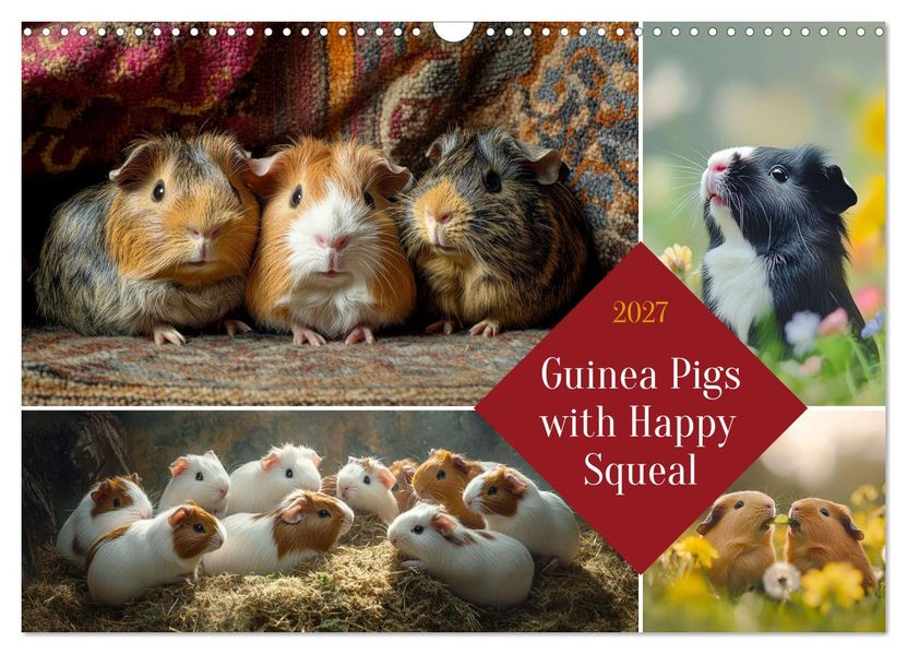 Guinea Pigs with Happy Squeal (Wall Calendar 2027 DIN A3 landscape) CALVENDO 12 Month Wall Calendar
