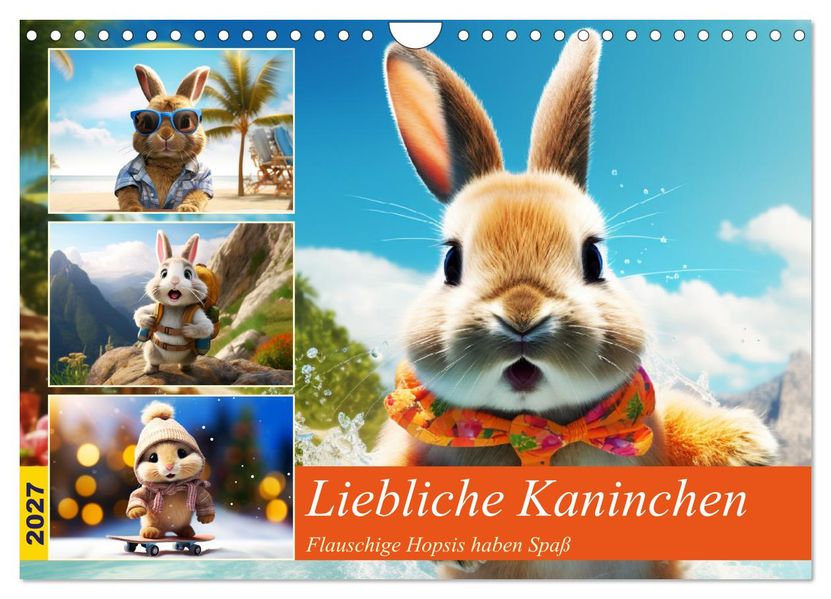 Liebliche Kaninchen. Flauschige Hopsis haben Spaß (Wandkalender 2027 DIN A4 quer) CALVENDO Monatskalender