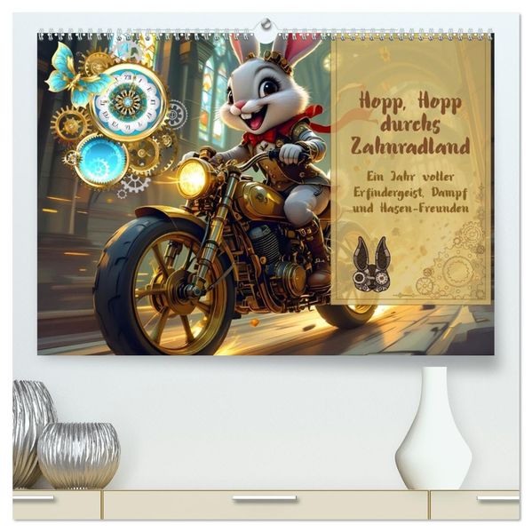 Hopp Hopp durchs Zahnradland (hochwertiger Premium Wandkalender 2027 DIN A2 quer) Kunstdruck in Hochglanz