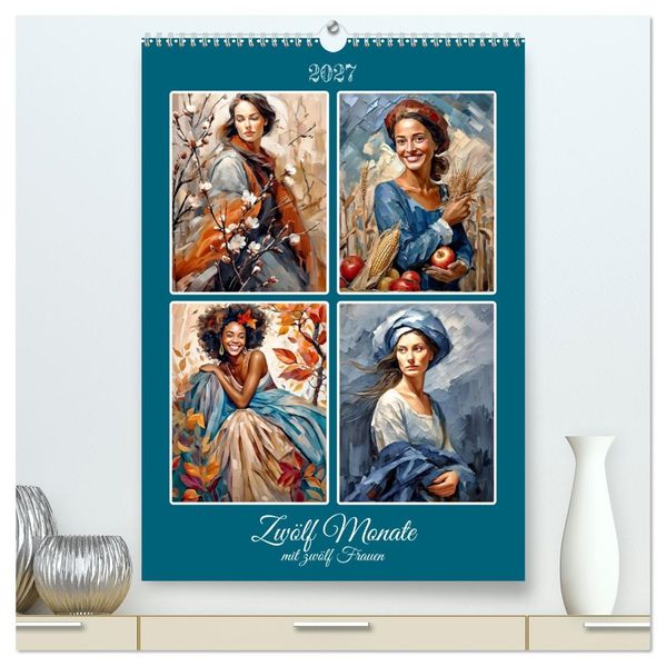 Zwölf Monate mit zwölf Frauen (hochwertiger Premium Wandkalender 2027 DIN A2 hoch) Kunstdruck in Hochglanz