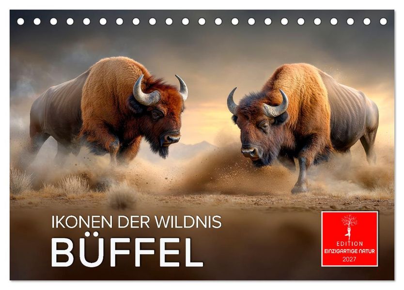 Büffel - Ikonen der Wildnis (Tischkalender 2027 DIN A5 quer) CALVENDO Monatskalender