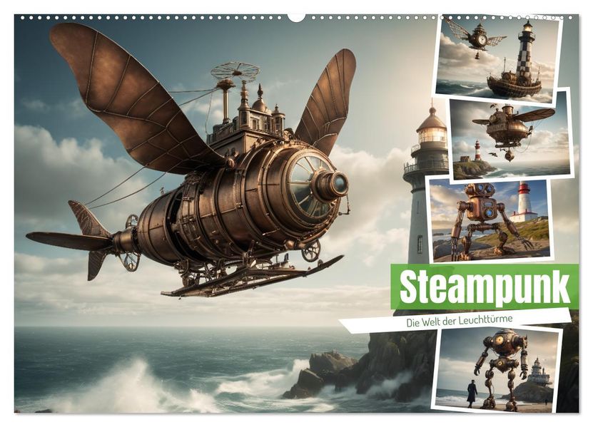 Steampunk - Die Welt der Leuchttürme (Wandkalender 2027 DIN A2 quer) CALVENDO Monatskalender