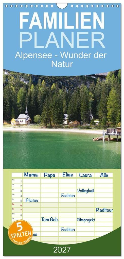 Familienplaner 2027 - Alpensee - Wunder der Natur mit 5 Spalten (Wandkalender 21 x 45 cm) CALVENDO