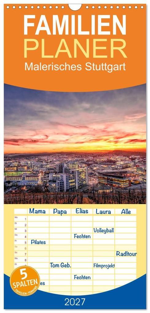 Familienplaner 2027 - Malerisches Stuttgart mit 5 Spalten (Wandkalender 21 x 45 cm) CALVENDO