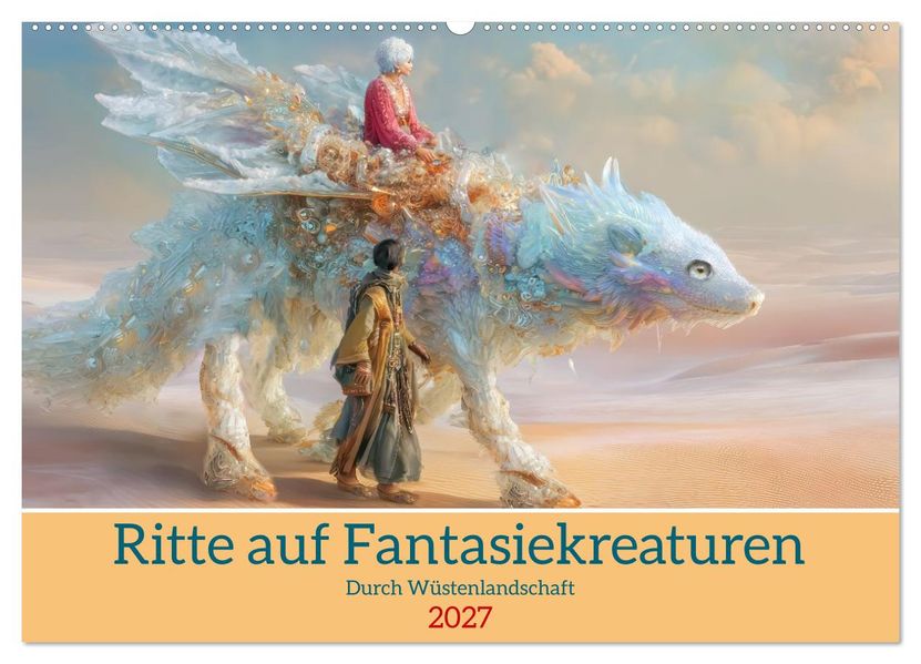 Ritte auf Fantasiekreaturen - Durch Wüstenlandschaft (Wandkalender 2027 DIN A2 quer) CALVENDO Monatskalender