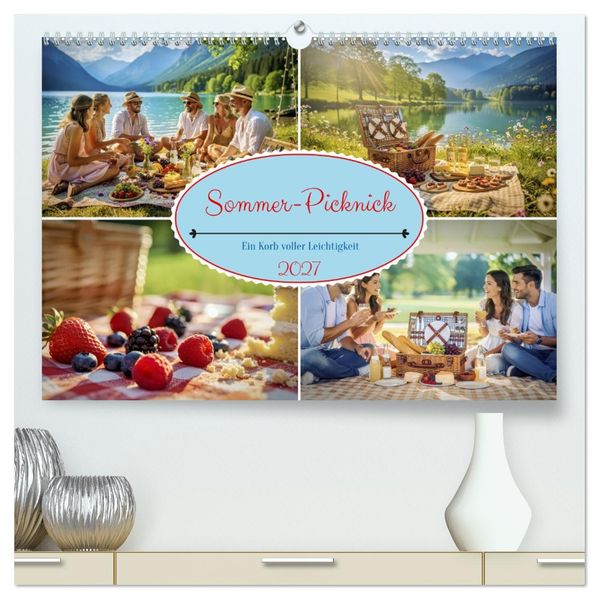 Sommer-Picknick (hochwertiger Premium Wandkalender 2027 DIN A2 quer) Kunstdruck in Hochglanz