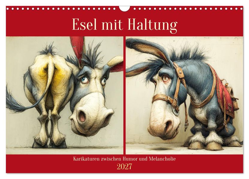 Esel mit Haltung. Karikaturen zwischen Humor und Melancholie (Wandkalender 2027 DIN A3 quer) CALVENDO Monatskalender