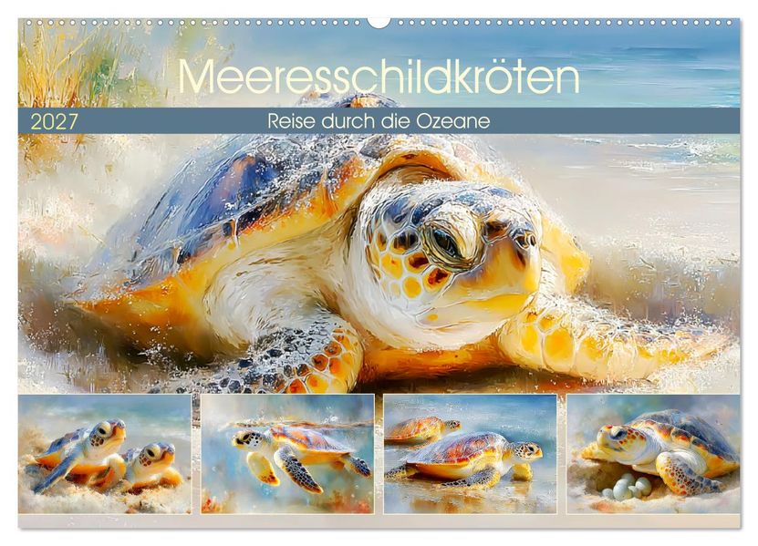 Meeresschildkröten. Reise durch die Ozeane (Wandkalender 2027 DIN A2 quer) CALVENDO Monatskalender