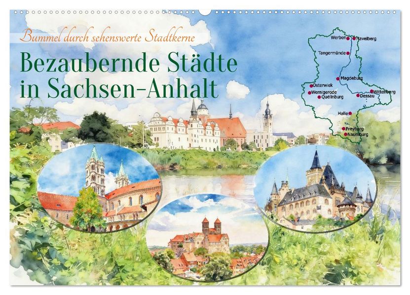 Bezaubernde Städte in Sachsen-Anhalt (Wandkalender 2027 DIN A2 quer) CALVENDO Monatskalender