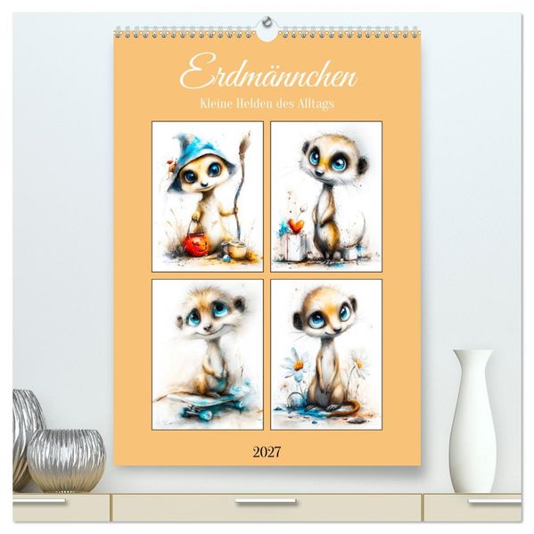 Erdmännchen. Kleine Helden des Alltags (hochwertiger Premium Wandkalender 2027 DIN A2 hoch) Kunstdruck in Hochglanz