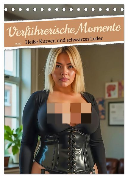 Verführerische Momente - Heiße Kurven und schwarzes Leder (Tischkalender 2027 DIN A5 hoch) CALVENDO Monatskalender
