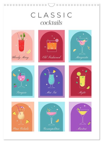 Classic Cocktails (Wall Calendar 2027 DIN A3 portrait) CALVENDO 12 Month Wall Calendar