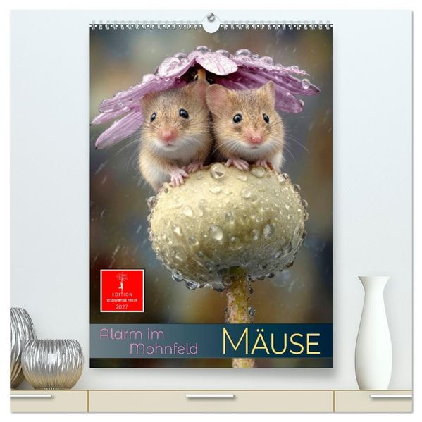 Mäuse - Alarm im Mohnfeld (hochwertiger Premium Wandkalender 2027 DIN A2 hoch) Kunstdruck in Hochglanz