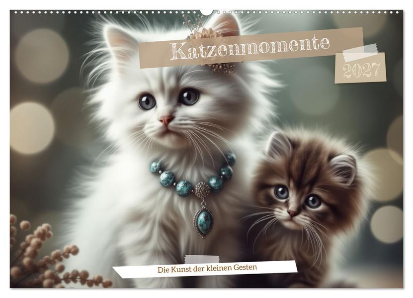 Katzenmomente (Wandkalender 2027 DIN A2 quer) CALVENDO Monatskalender