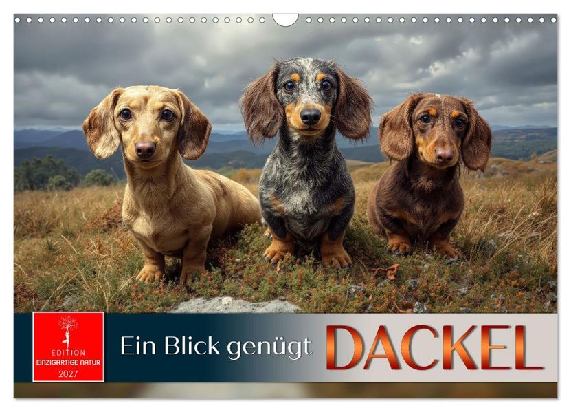 Dackel - ein Blick genügt (Wandkalender 2027 DIN A3 quer) CALVENDO Monatskalender