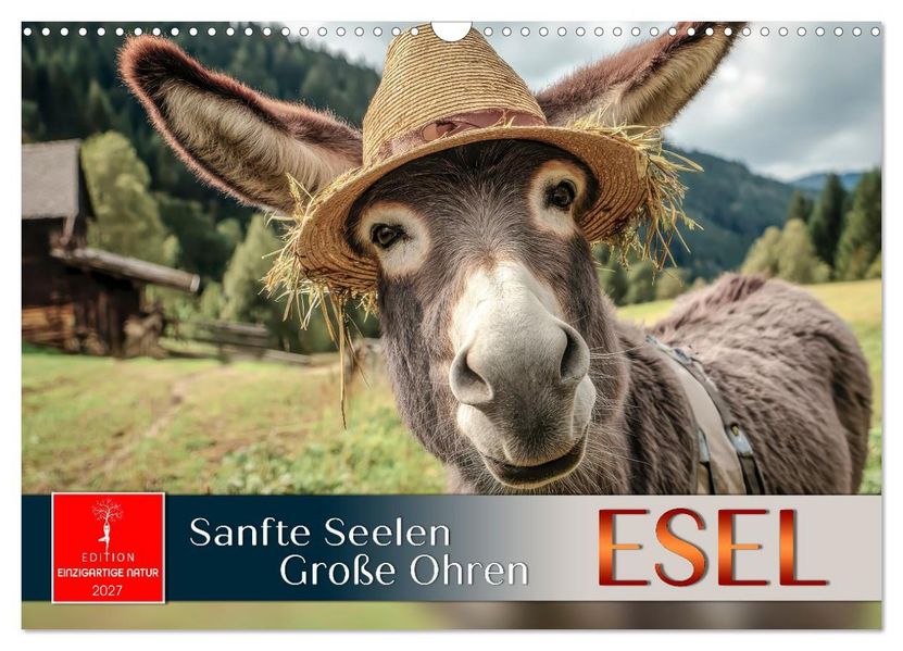 Esel - sanfte Seelen große Ohren (Wandkalender 2027 DIN A3 quer) CALVENDO Monatskalender