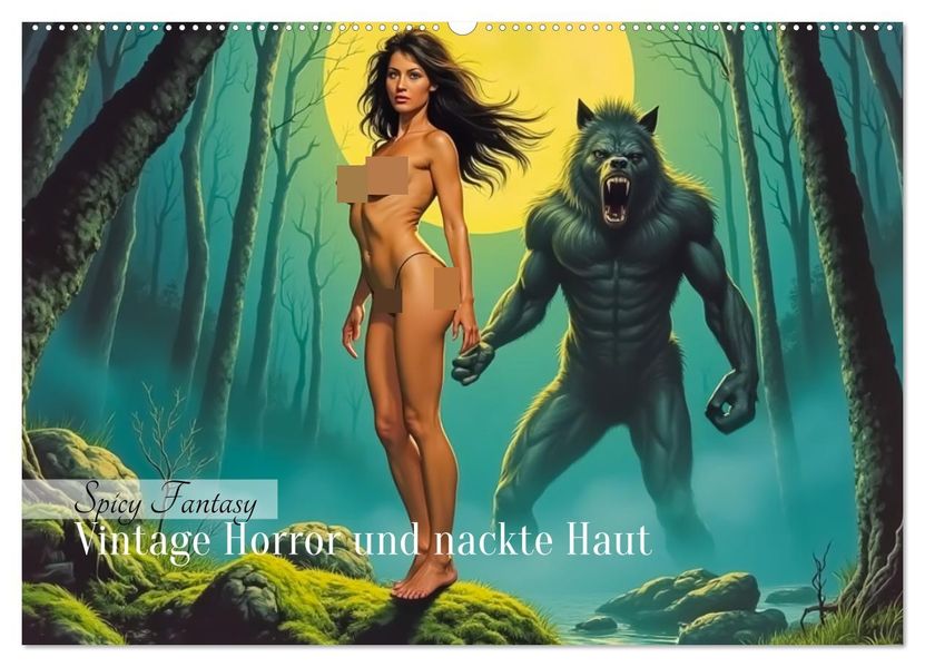 Spicy Fantasy - Vintage Horror und nackte Haut (Wandkalender 2027 DIN A2 quer) CALVENDO Monatskalender