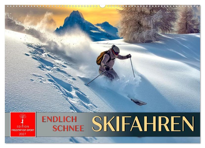 Skifahren - endlich Schnee (Wandkalender 2027 DIN A2 quer) CALVENDO Monatskalender