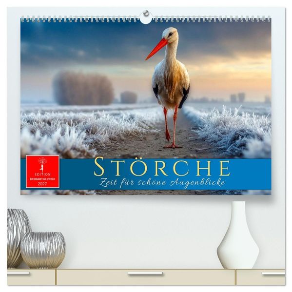 Störche - Zeit für schöne Augenblicke (hochwertiger Premium Wandkalender 2027 DIN A2 quer) Kunstdruck in Hochglanz