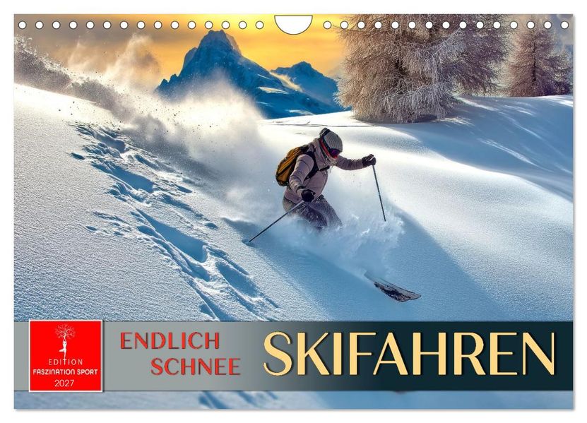 Skifahren - endlich Schnee (Wandkalender 2027 DIN A4 quer) CALVENDO Monatskalender