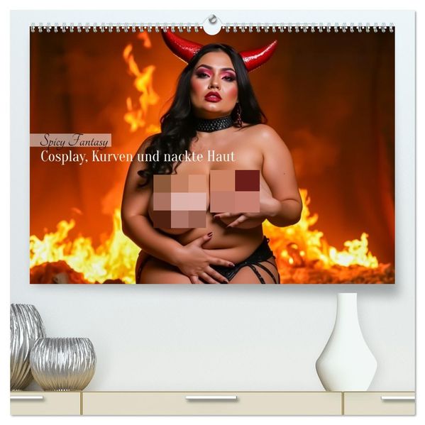 Spicy Fantasy - Cosplay Kurven und nackte Haut (hochwertiger Premium Wandkalender 2027 DIN A2 quer) Kunstdruck in Hochglanz