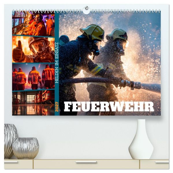Feuerwehr - Helden im Einsatz (hochwertiger Premium Wandkalender 2027 DIN A2 quer) Kunstdruck in Hochglanz